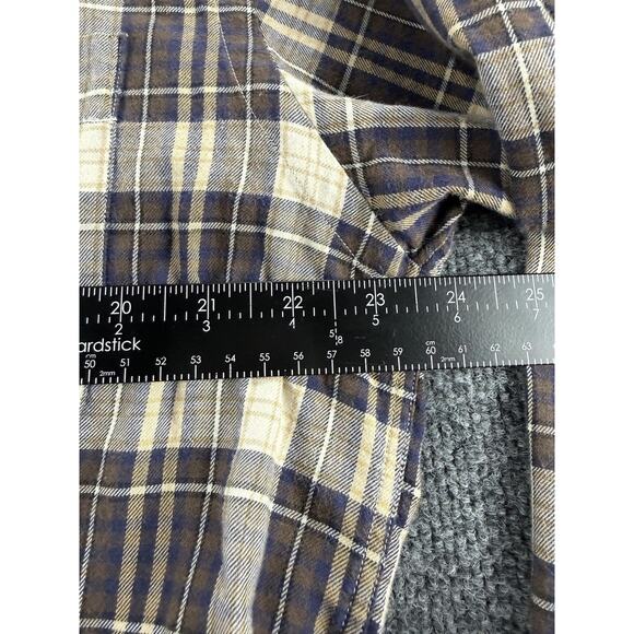 Nautica Shirt Mens Medium Brown Blue Plaid Button Down Long Sleeve Cotton Casual - Picture 10 of 14